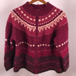 Lands’ end purple wool sweater full zip 1x 16w-18w